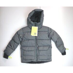 YOUTH BOYS GIRLS SOLID GRAY SHORT PUFFER JACKET WINTER COAT - ALL IN MOTION NWT